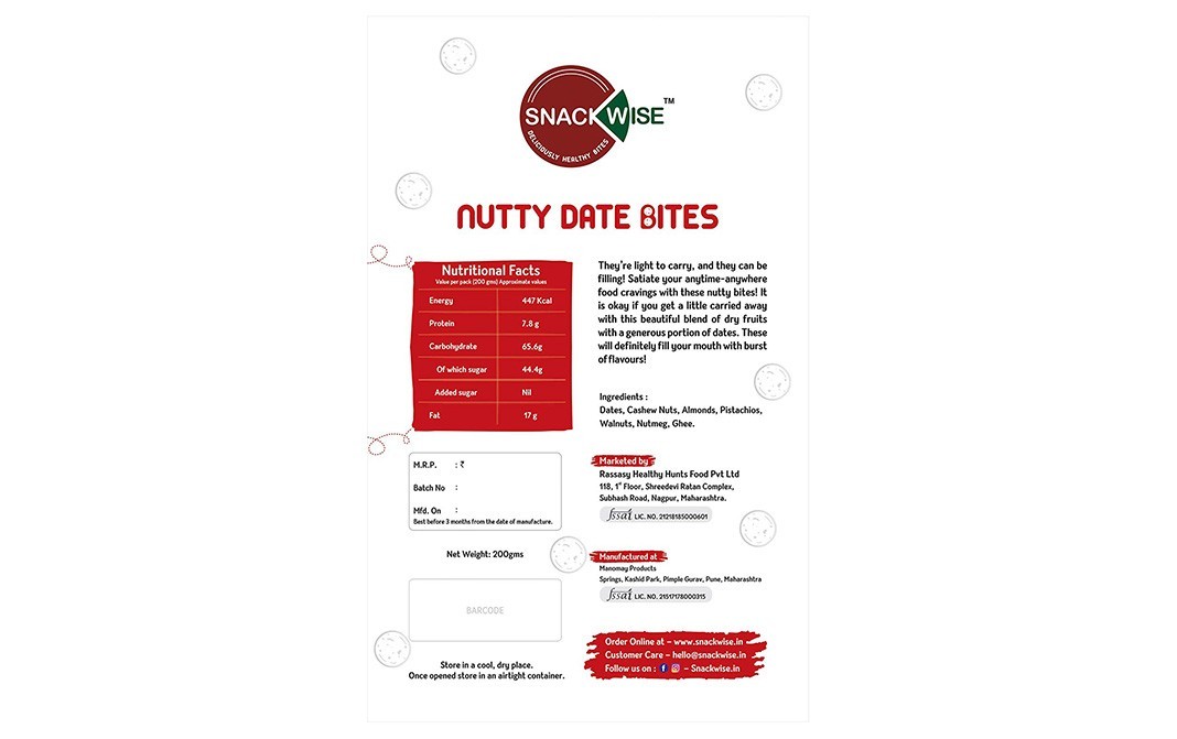 Snack Amor Nutty Date Bites    Pack  200 grams